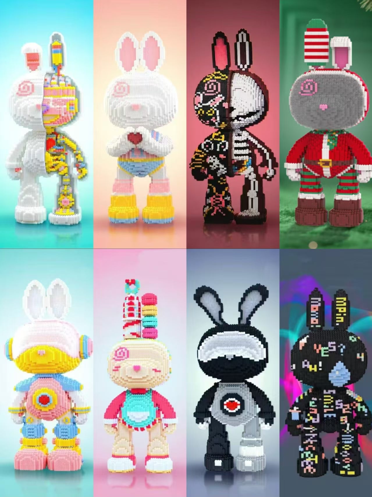 Animal Graffiti Skeleton Rabbit Micro Building Blocks Set